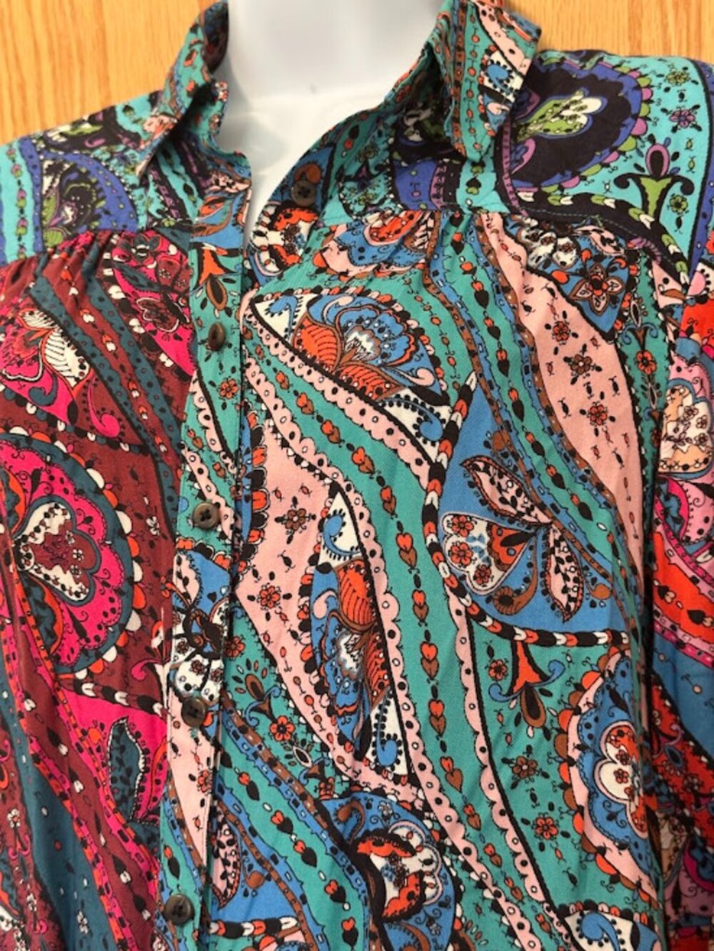 Maeve Alida Contrast Button-Down Shirt. Size XS - Picture 7 of 8